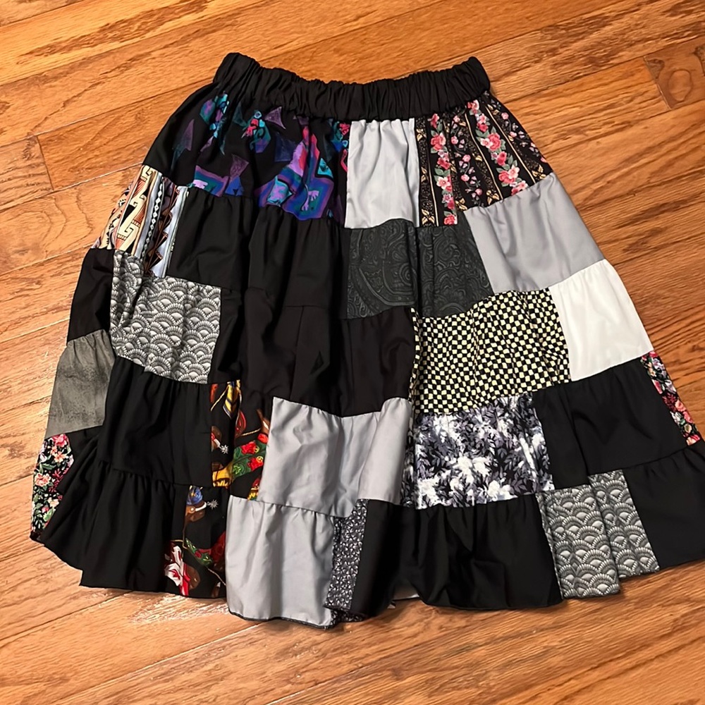 Colorful patterned black skirt